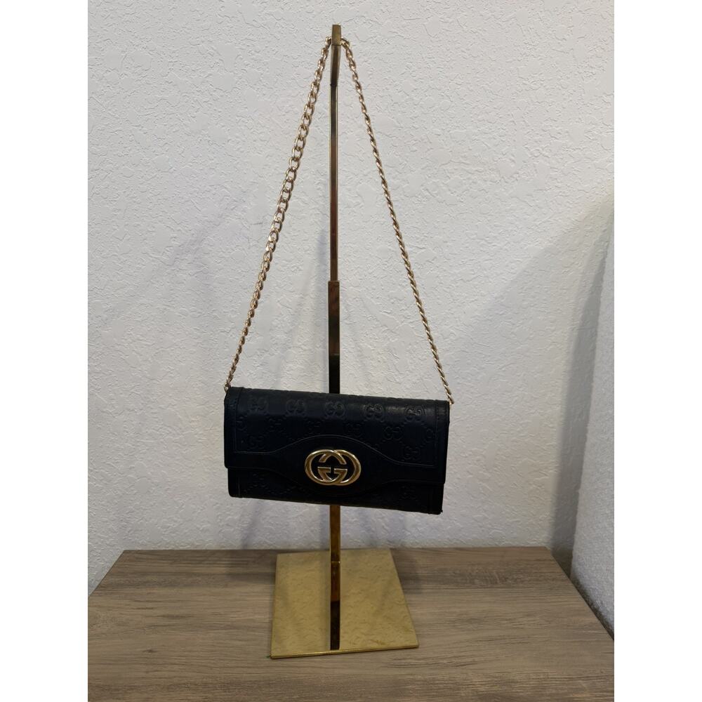Gucci Guccissima Leather Wallet Black Gold GG Logo + COA & Box - Picture 6 of 9